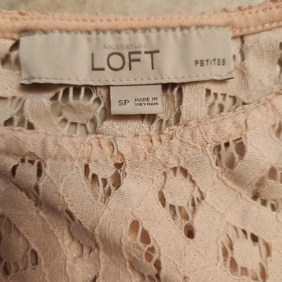 Loft Chic Lace Blouse - Peach Sz: SP Cotton Blend - Picture 4 of 11